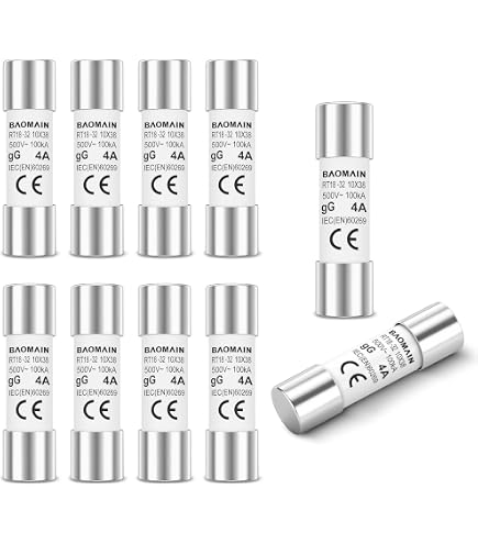 Baomain 10-Pack 10A Fuse Link, RT18-32 (RO15 RT14 RT19